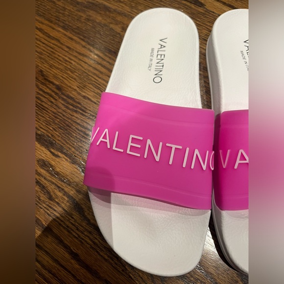 Valentino White and Pink Slide Sandals - Picture 2 of 6
